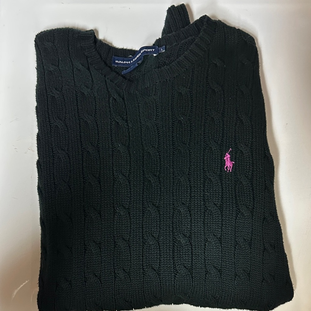 Ralph Lauren Sport Black Cable Knit Sweater